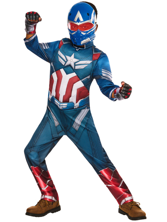 Rubies Captain America Sam Wilson Deluxe Kinderkostüm mit Overall und Halbmaske – Produktansicht