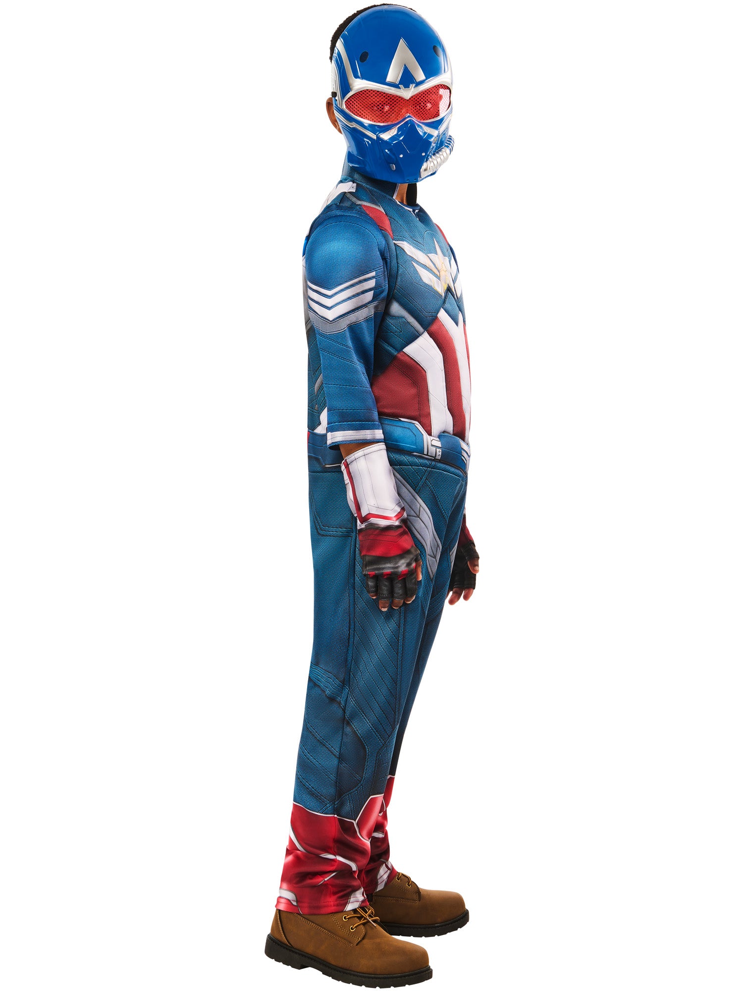 Rubies Captain America Sam Wilson Deluxe Kinderkostüm mit Overall und Halbmaske – Seitenansicht
