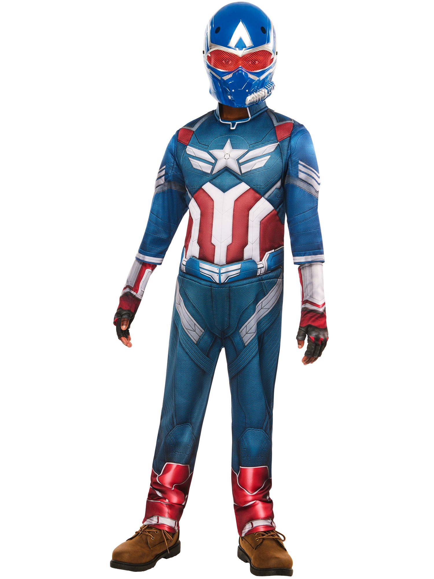 Rubies Captain America Sam Wilson Deluxe Kinderkostüm mit Overall und Halbmaske – Rückansicht