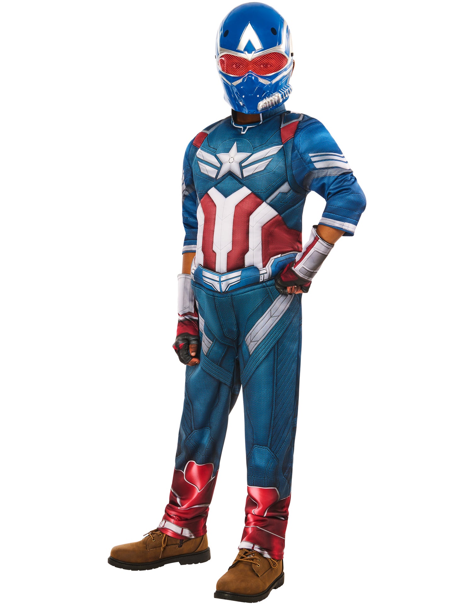 Rubies Captain America Sam Wilson Deluxe Kinderkostüm mit Overall und Halbmaske – Verpackung
