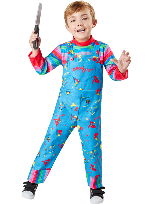 Rubies Chucky Kinderkostüm mit Overall und Schaumstoffmesser – Produktansicht