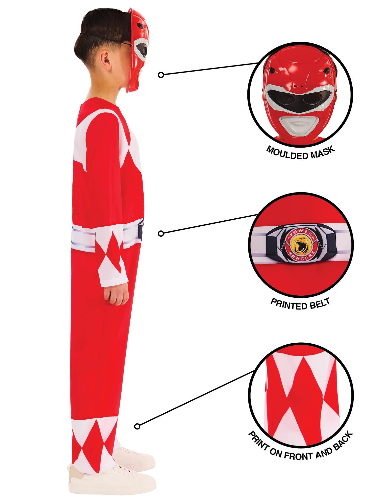 Rubies Mighty Morphin Red Ranger Kinderkostüm Power Rangers – Seitenansicht
