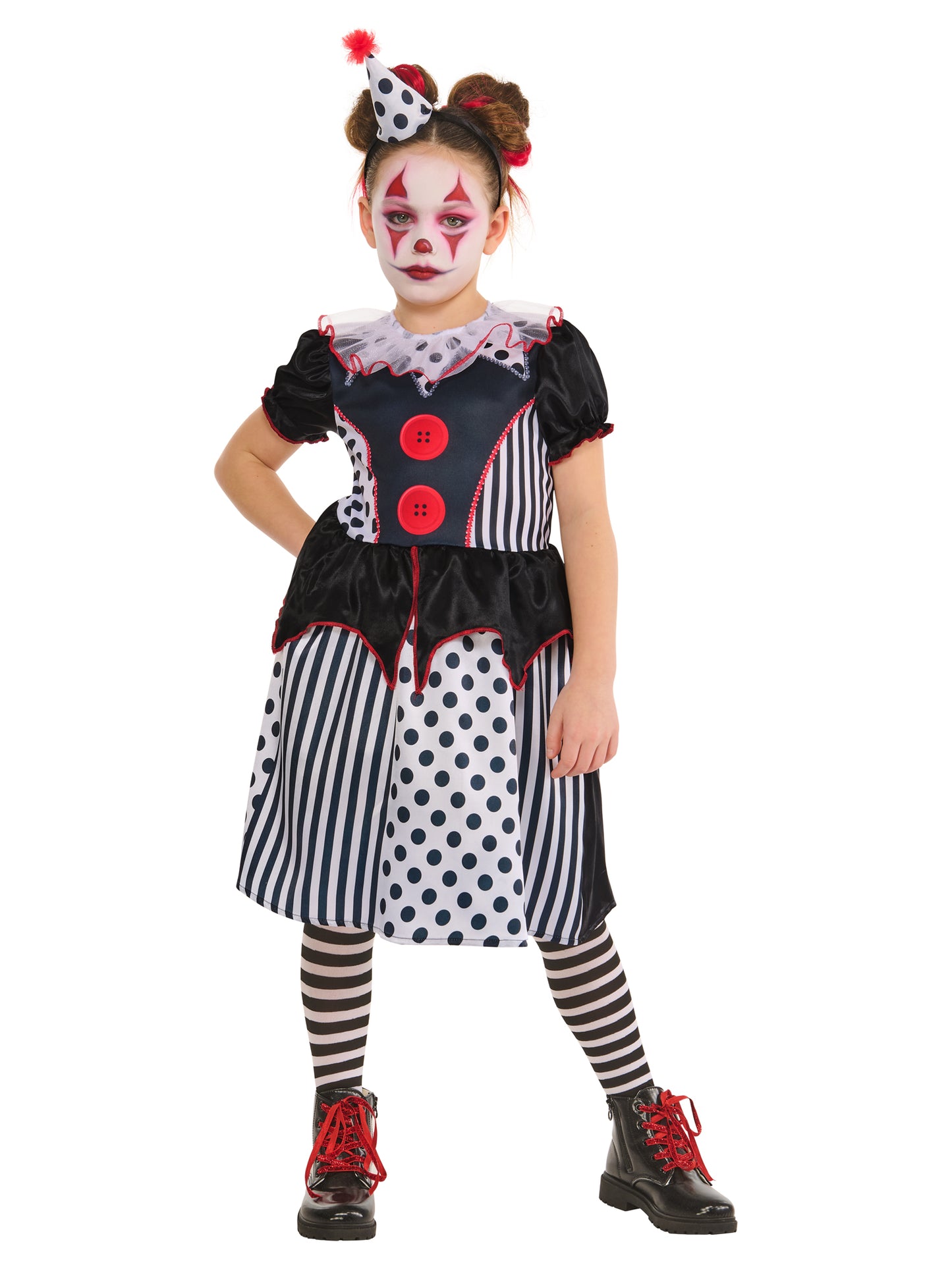 Rubies Monochrome Clown-Dress Kinderkostüm in Schwarz-Weiss – Produktansicht