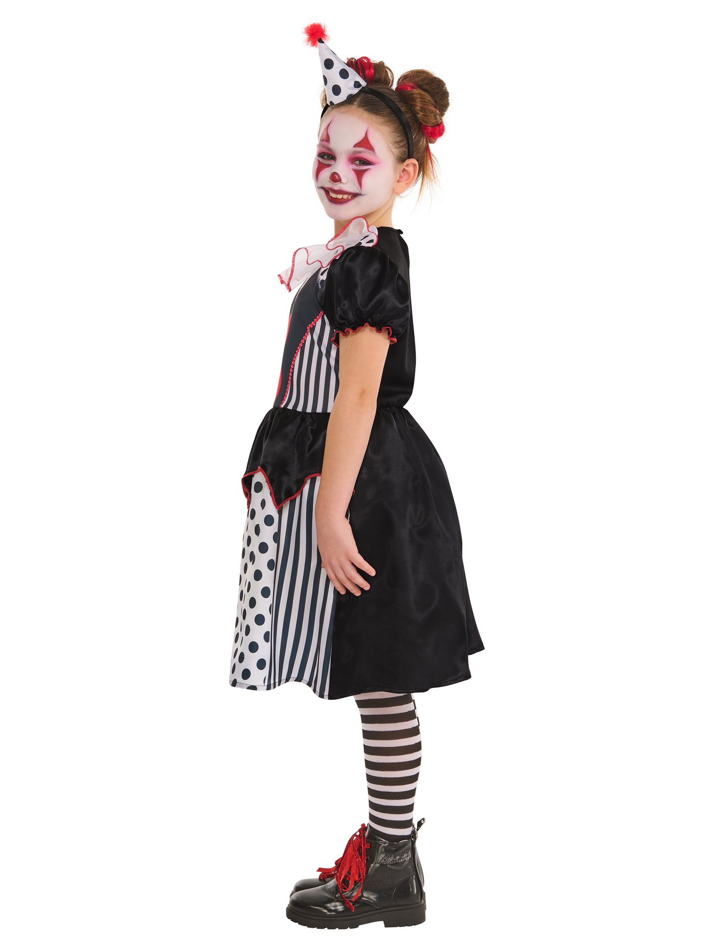 Rubies Monochrome Clown-Dress Kinderkostüm in Schwarz-Weiss – Seitenansicht