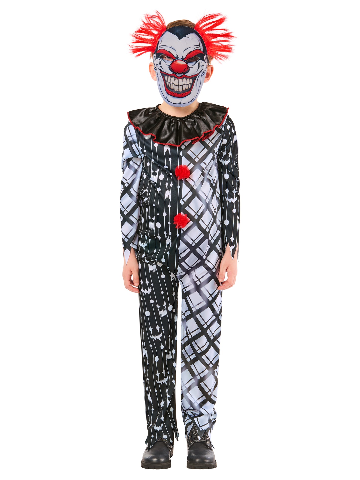 Rubies Sinister Clown Kinderkostüm monochrom – Rückansicht