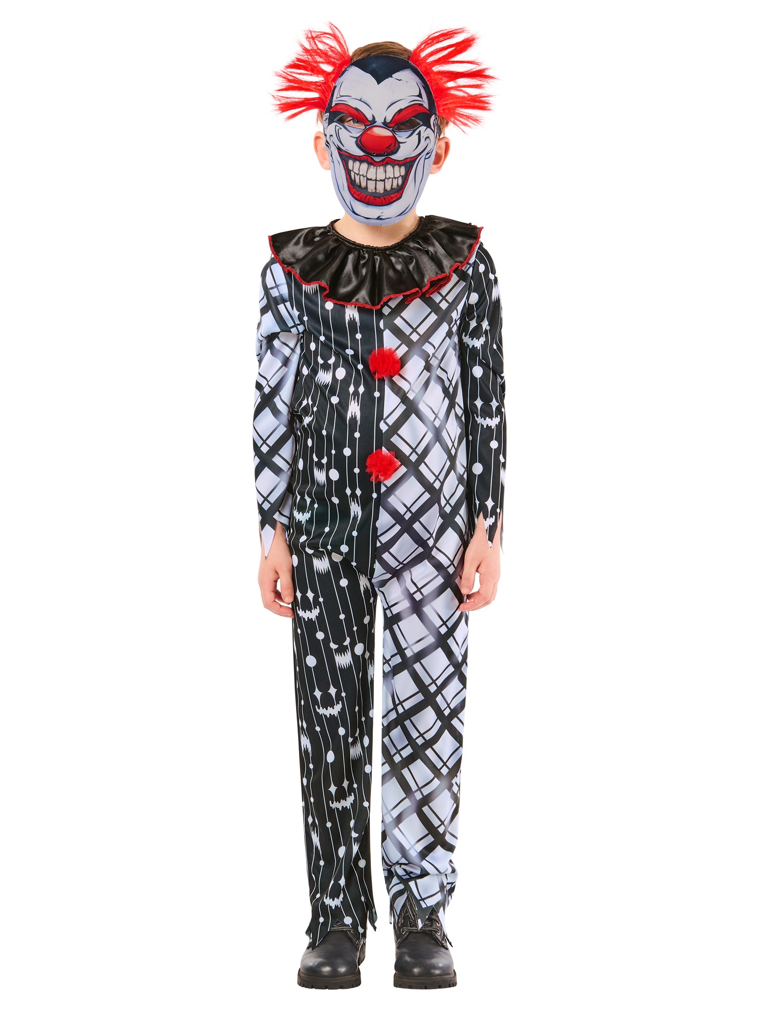 Rubies Sinister Clown Kinderkostüm monochrom – Rückansicht