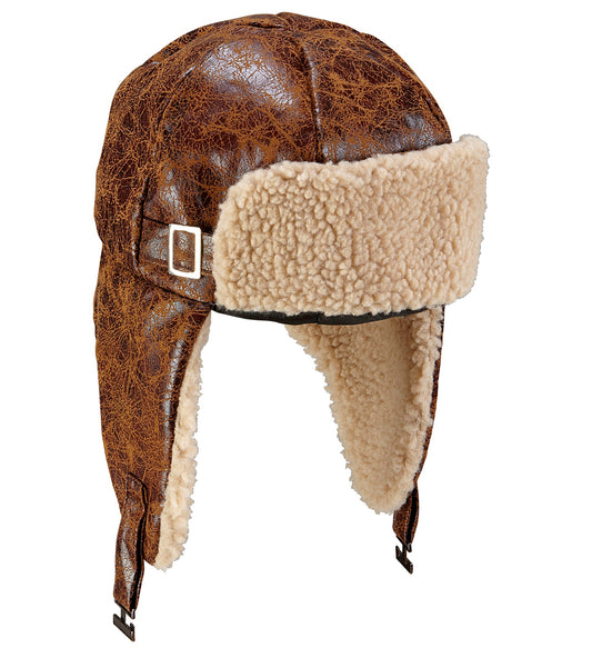 Flieger Mütze Braun – Pilot Mütze mit Ohrenklappen