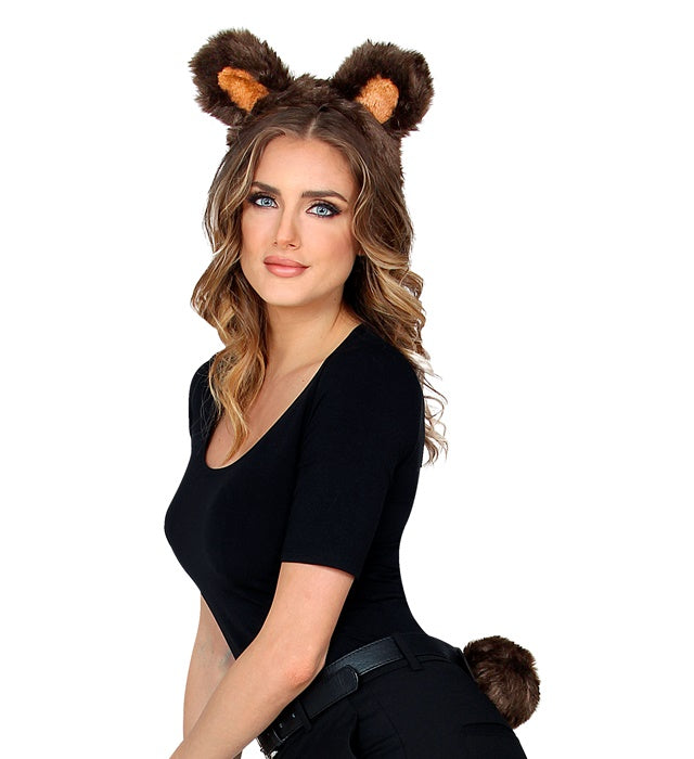Bär Kostüm-Set mit Ohren und Schwanz in Braun für Fasnacht und Karneval