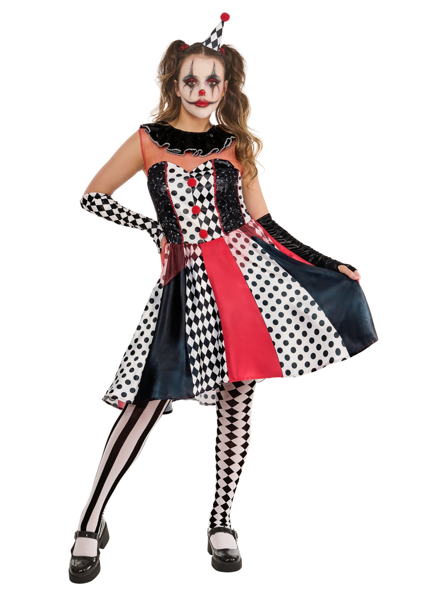 Rubies Monochrome Clown Dress Clownkostüm für Erwachsene in Schwarz-Weiss – Produktansicht