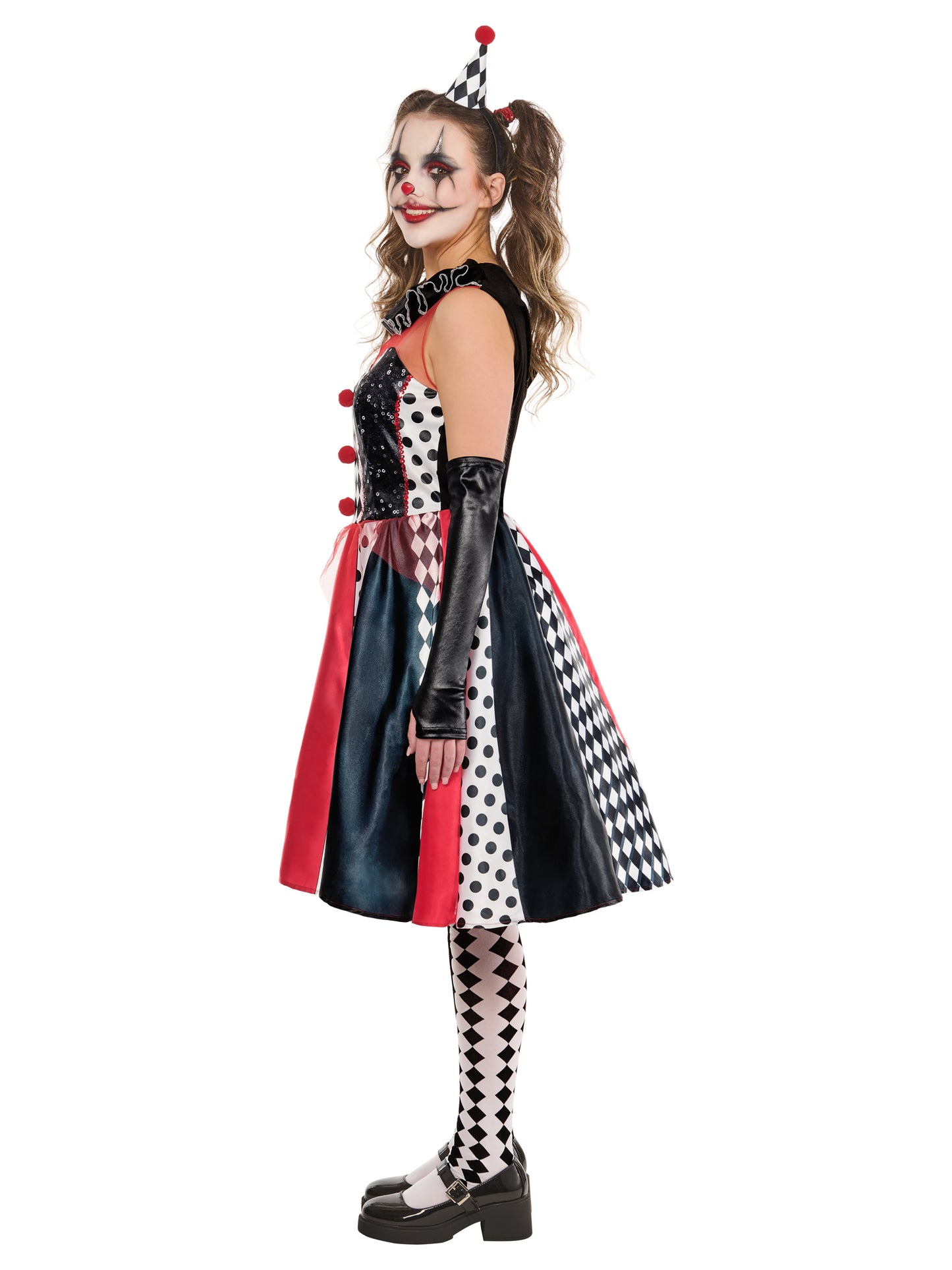Rubies Monochrome Clown Dress Clownkostüm für Erwachsene in Schwarz-Weiss – Seitenansicht