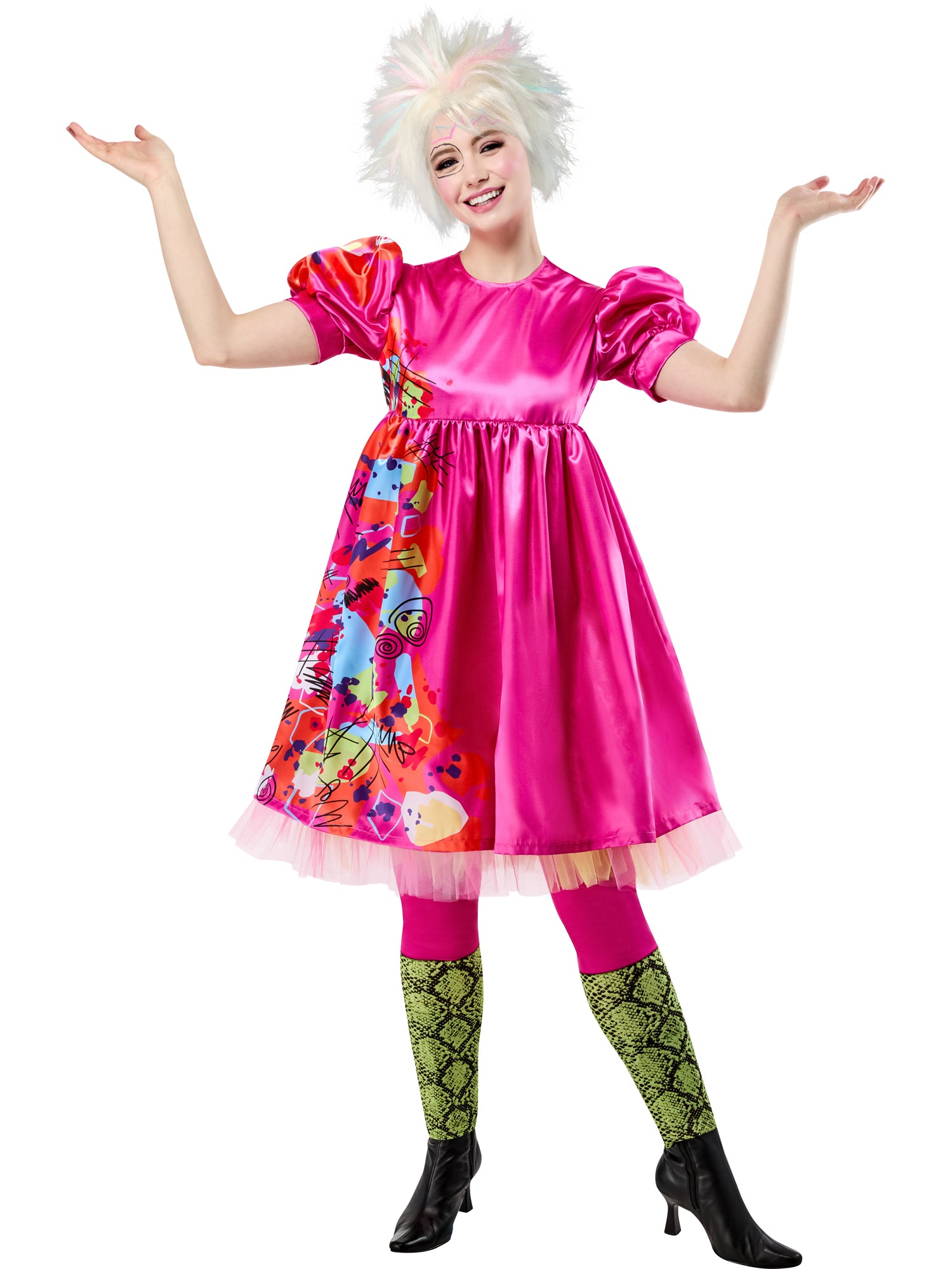 Rubies Weird Barbie Kostüm für Erwachsene mit Satin-Kleid und Leggings – Produktansicht