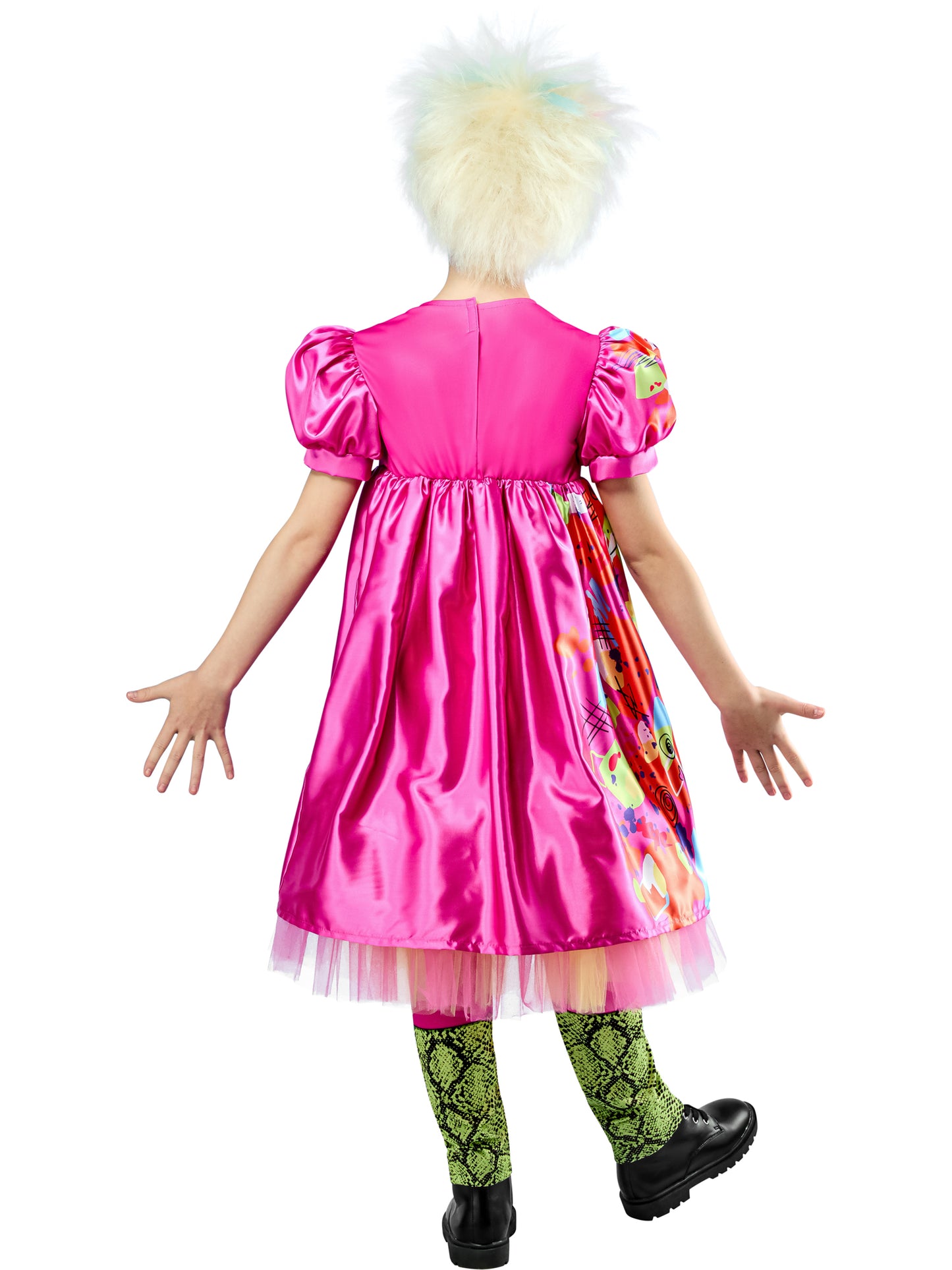 Rubies Weird Barbie Kinderkostüm für Mädchen mit Satin-Kleid und Leggings – Detailansicht