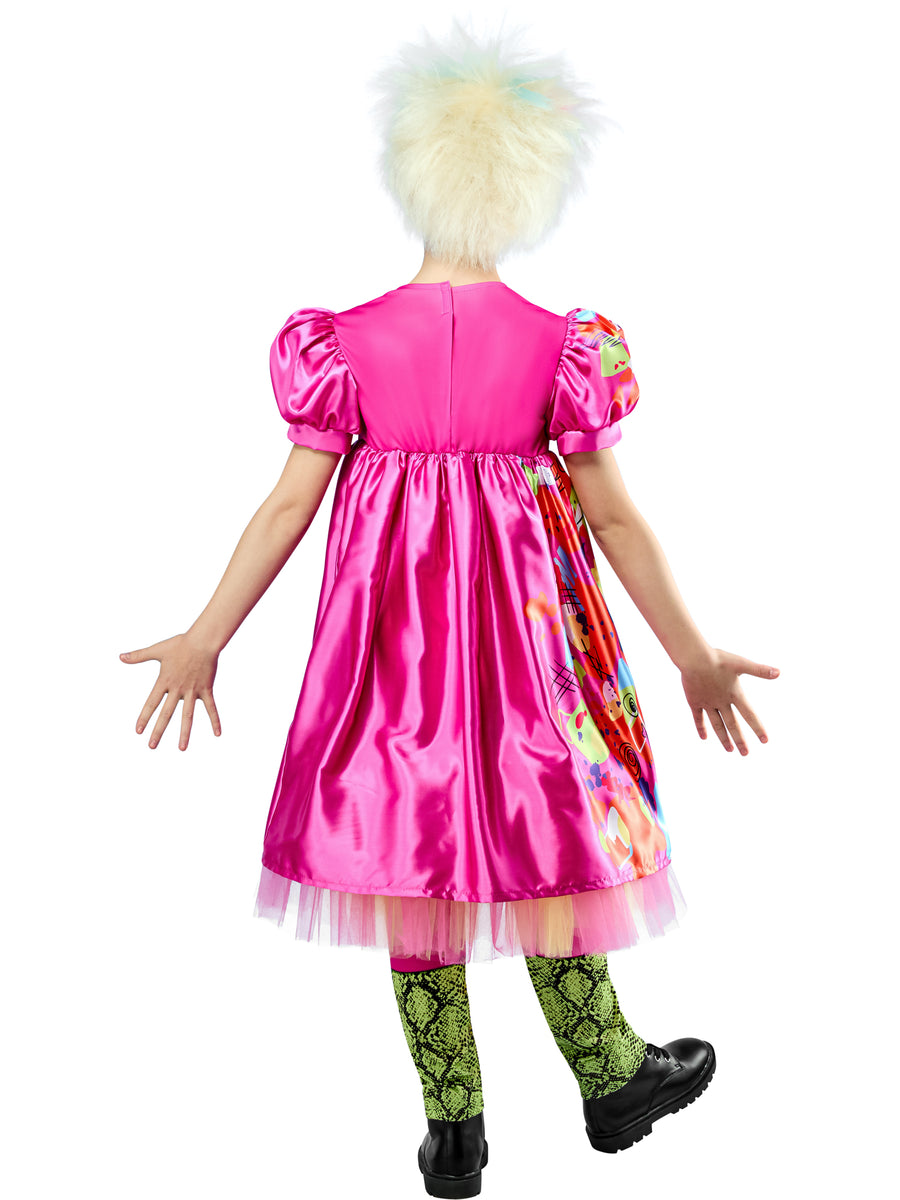 Rubies Weird Barbie Kinderkostüm für Mädchen mit Satin-Kleid und Leggings – Detailansicht