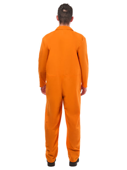 Rubies orangefarbenes Convict Boiler Suit Kostüm für Erwachsene mit Handschellen – Detailansicht