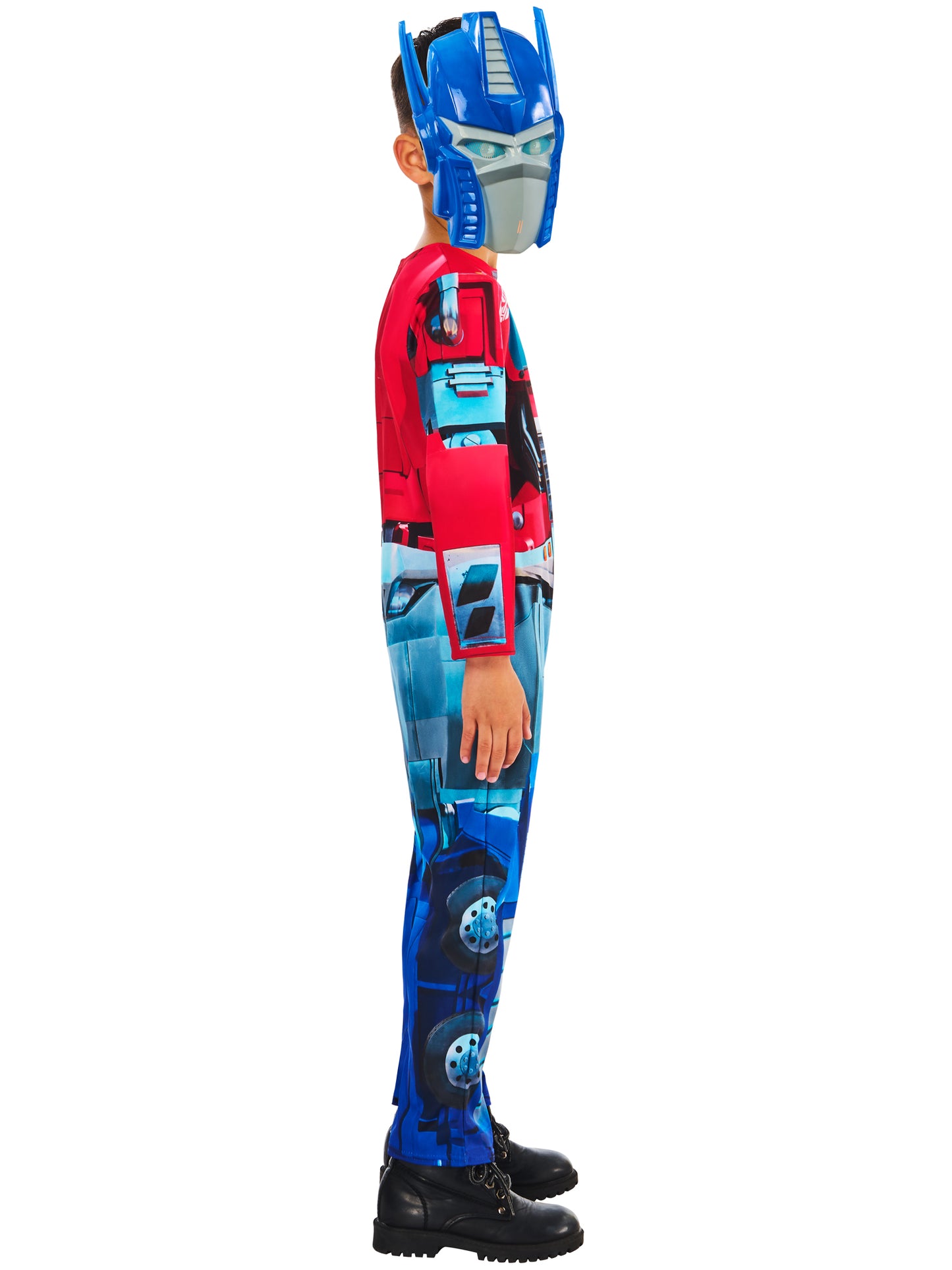 Rubies Optimus Prime Transformers Kinderkostüm mit Overall und Maske – Seitenansicht