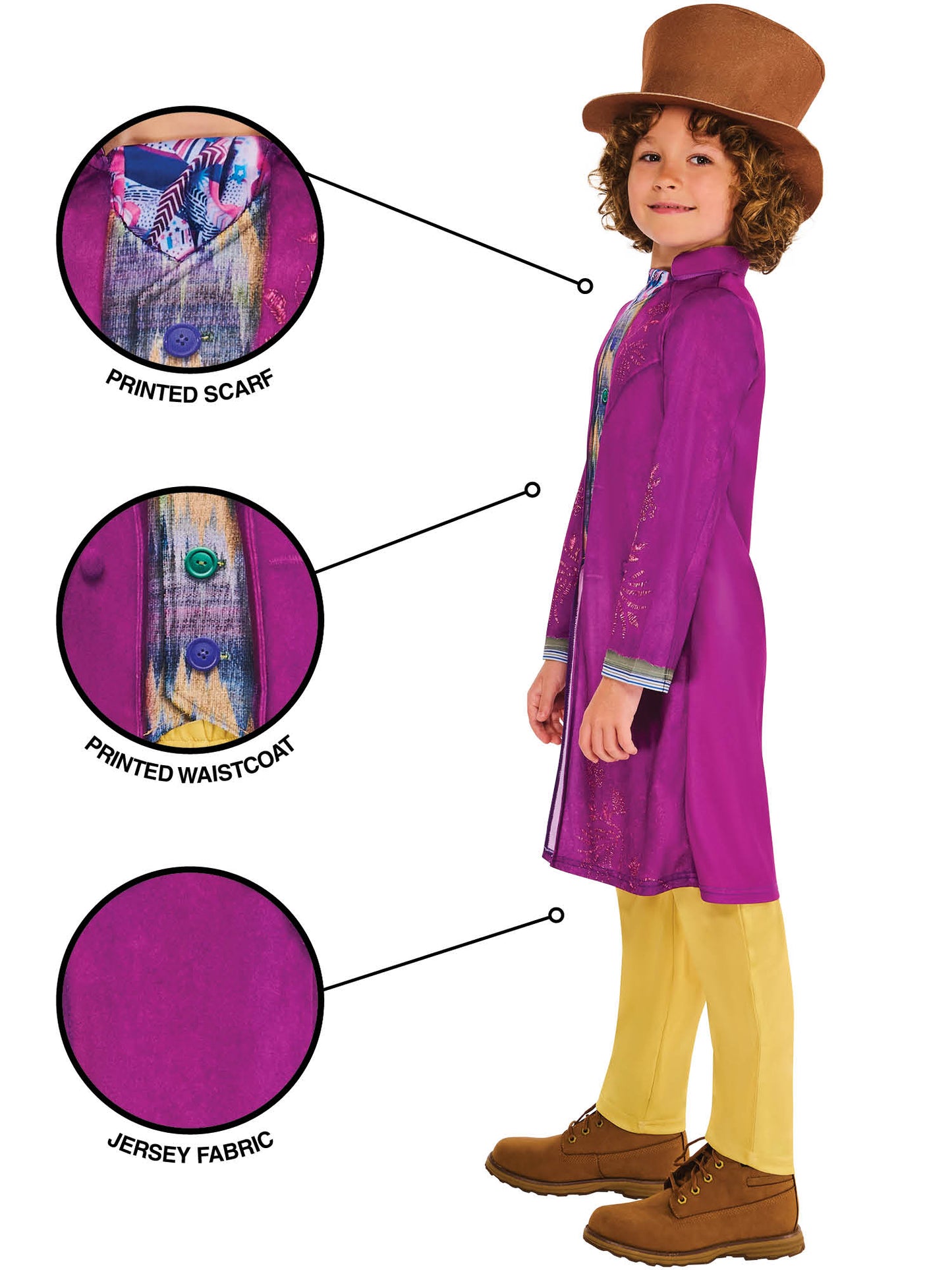 Rubies Willy Wonka Kinderkostüm mit Hut – Rückansicht