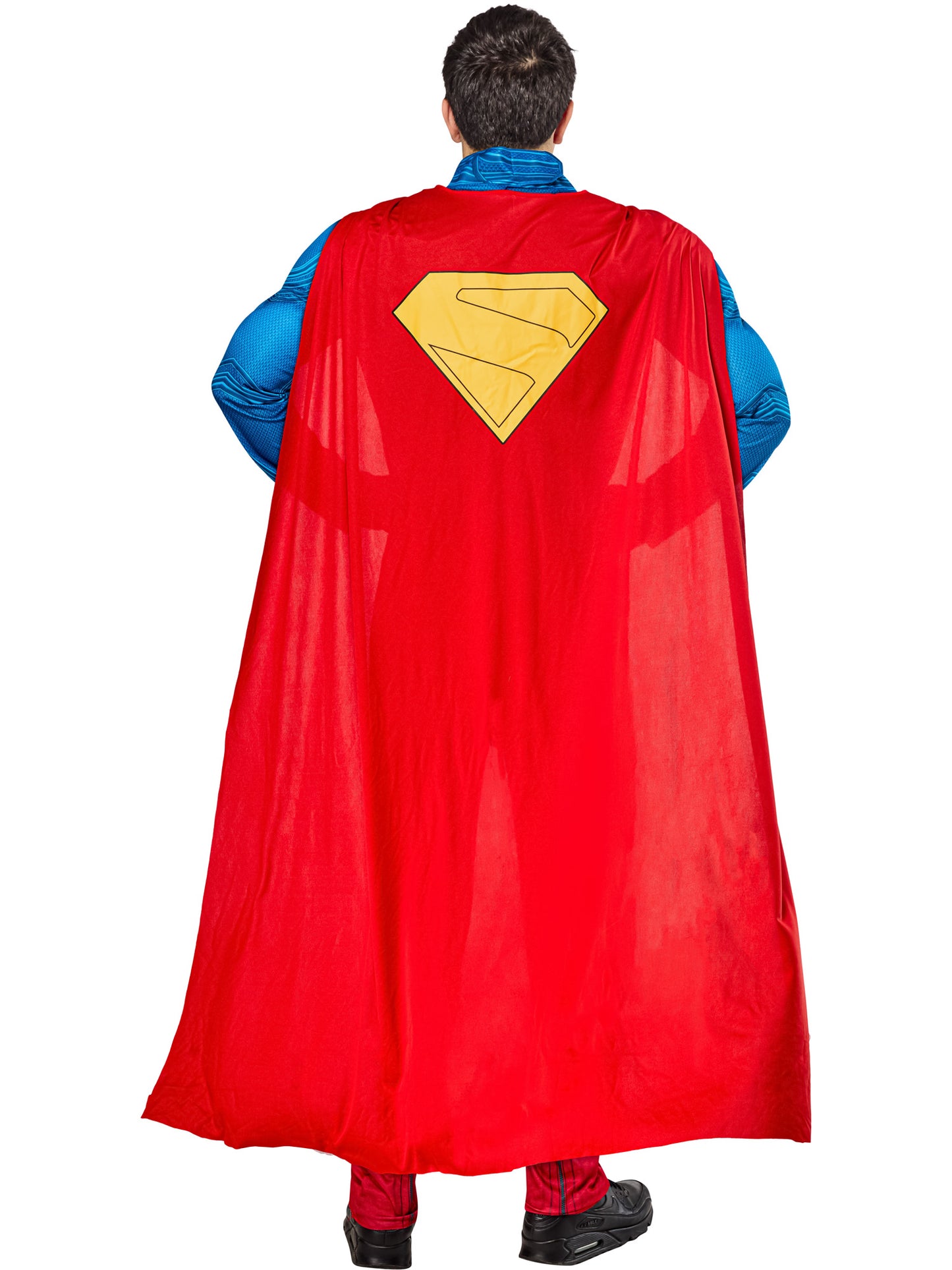 Superman Deluxe Kostüm für Herren von Rubies mit gepolstertem Jumpsuit und Umhang – Detailansicht