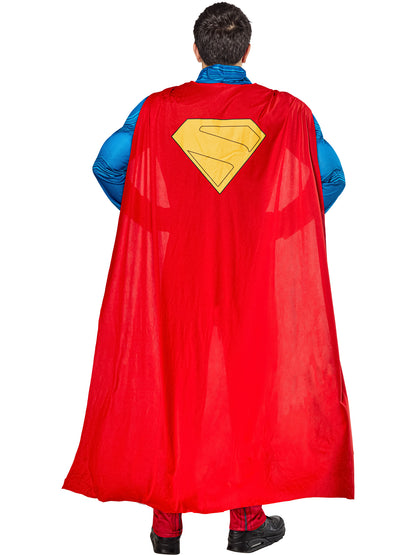 Rubies Superman Deluxe Kostüm für Erwachsene mit gepolstertem Jumpsuit und Umhang – Detailansicht