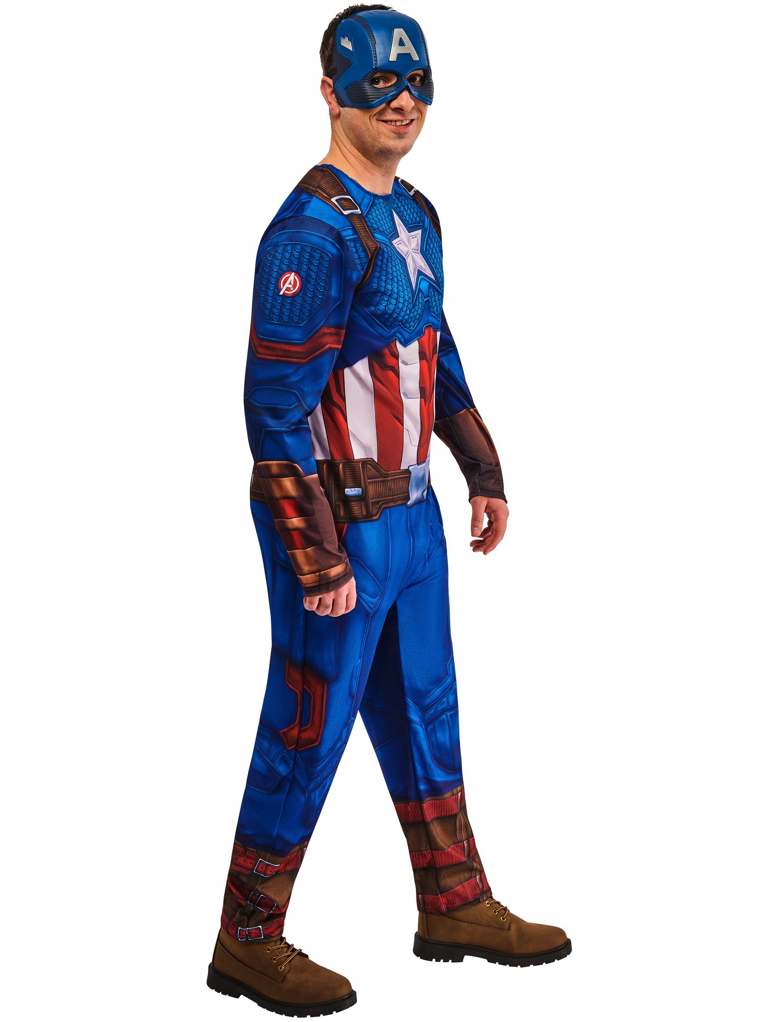 Rubies Captain America Kostüm für Herren mit Overall und Maske – Seitenansicht