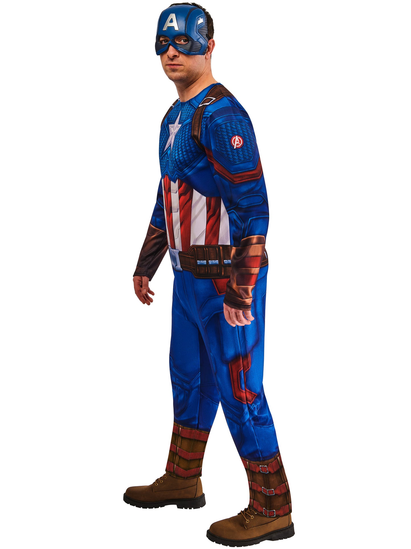 Rubies Captain America Kostüm für Herren mit Overall und Maske – Rückansicht