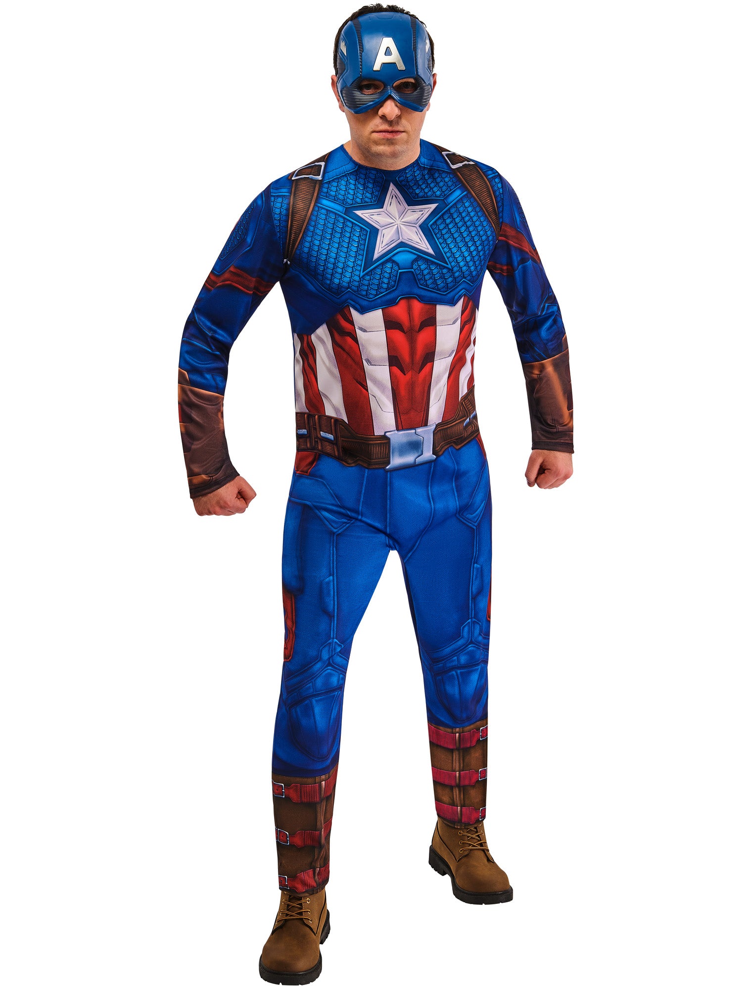 Rubies Captain America Kostüm für Herren mit Overall und Maske – Verpackung