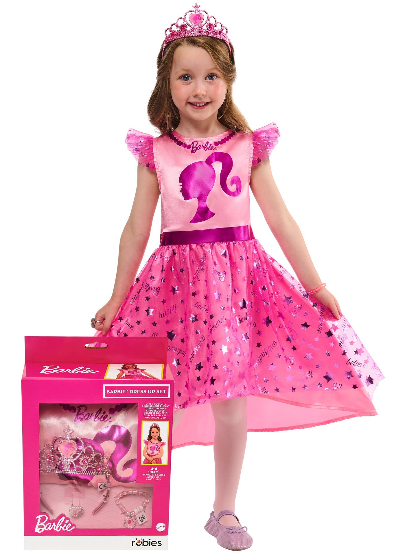 Rubies Barbie Kinderkostüm Dress-Up-Set mit Kleid und Accessoires – Produktansicht