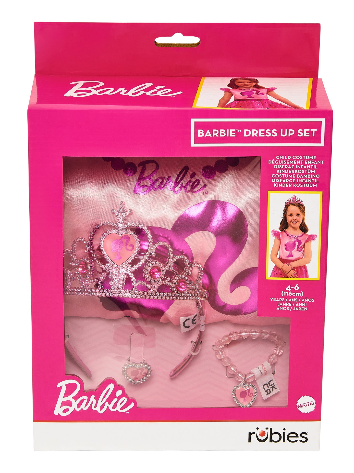 Rubies Barbie Kinderkostüm Dress-Up-Set mit Kleid und Accessoires – Detailansicht