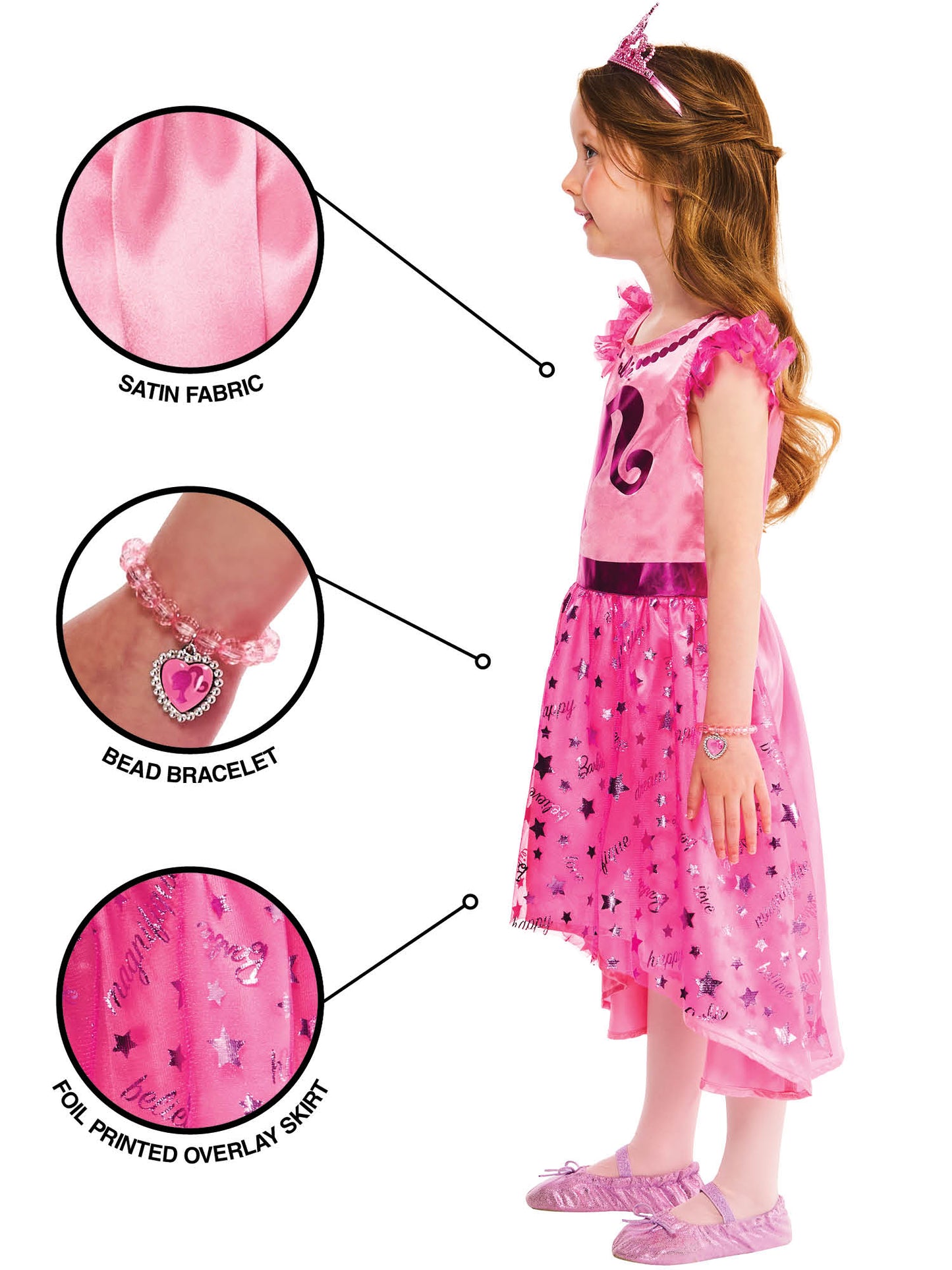 Rubies Barbie Kinderkostüm Dress-Up-Set mit Kleid und Accessoires – Rückansicht