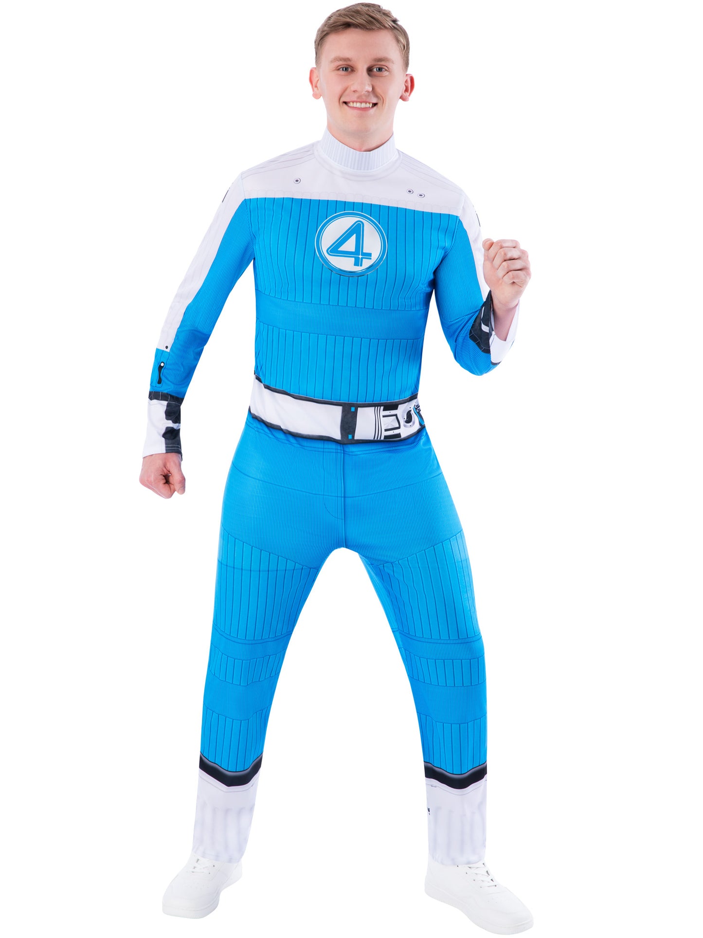 Rubies Human Torch Kostüm für Erwachsene – bedruckter Overall mit 3D-Abzeichen – Verpackung