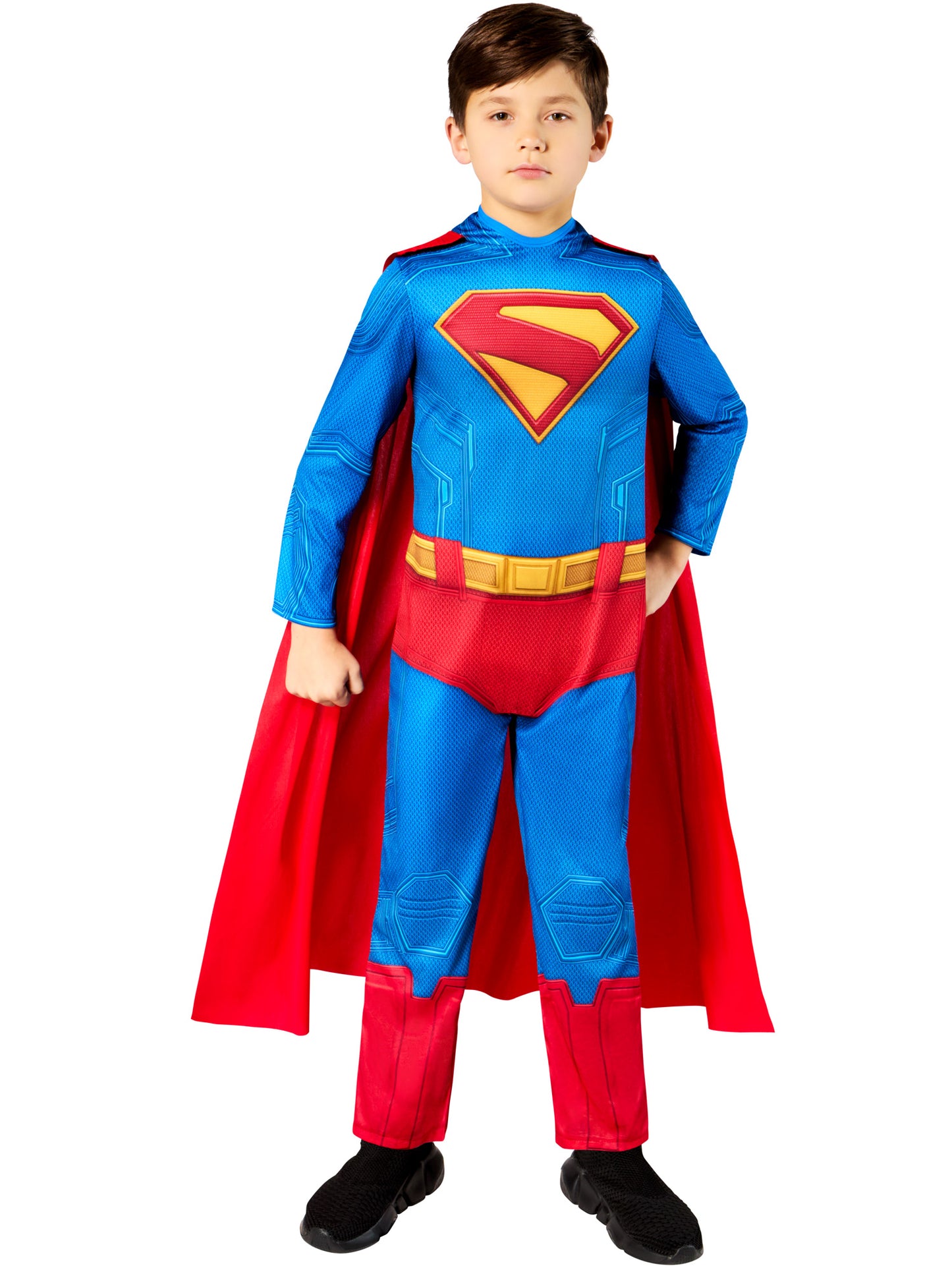Superman Kinderkostüm von Rubies für Jungen mit Overall und Umhang – Verpackung