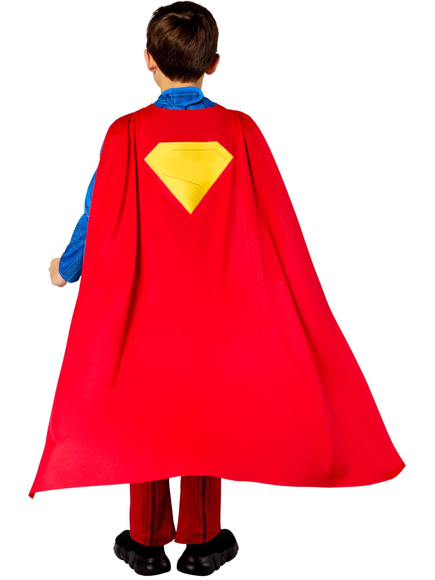 Rubies Superman Deluxe Kinderkostüm für Jungen mit gepolstertem Overall und Umhang – Detailansicht