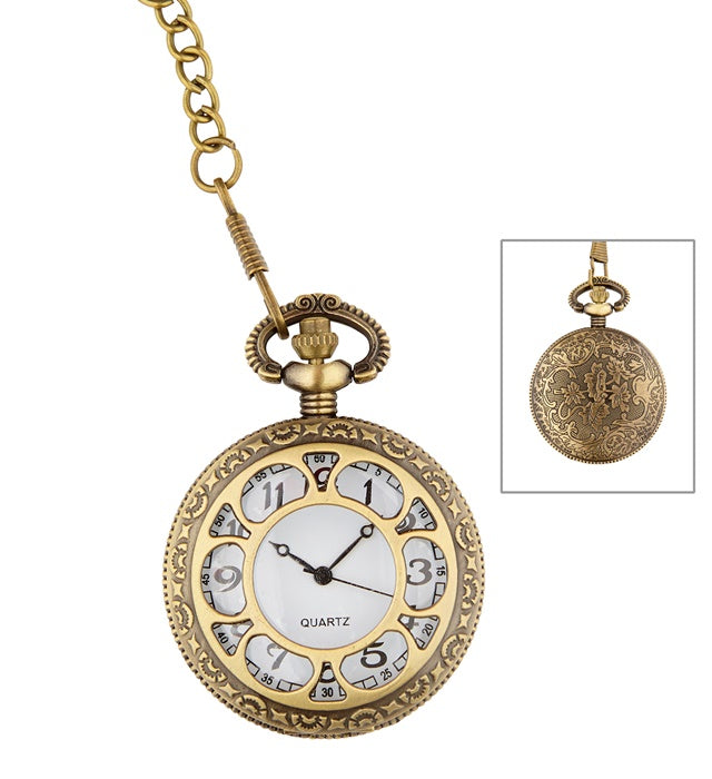 Mechanische Taschenuhr mit Kette im Vintage-Stil für Fasnacht und Karneval