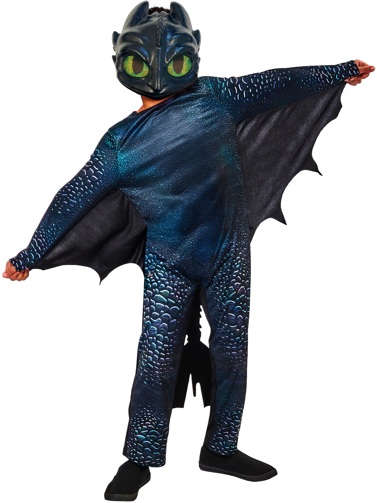 Rubies Toothless Kinderkostüm mit Overall, Flügeln, Schwanz und Maske – Produktansicht