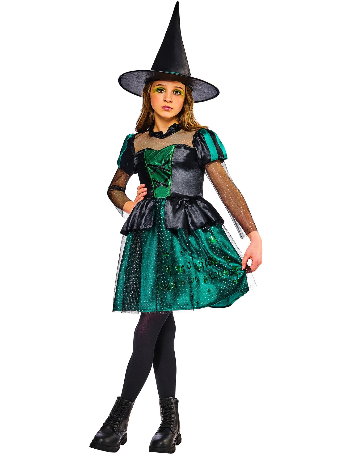 Rubies Wicked Witch of the West Kinderkostüm für Mädchen mit Kleid und Hexenhut – Produktansicht