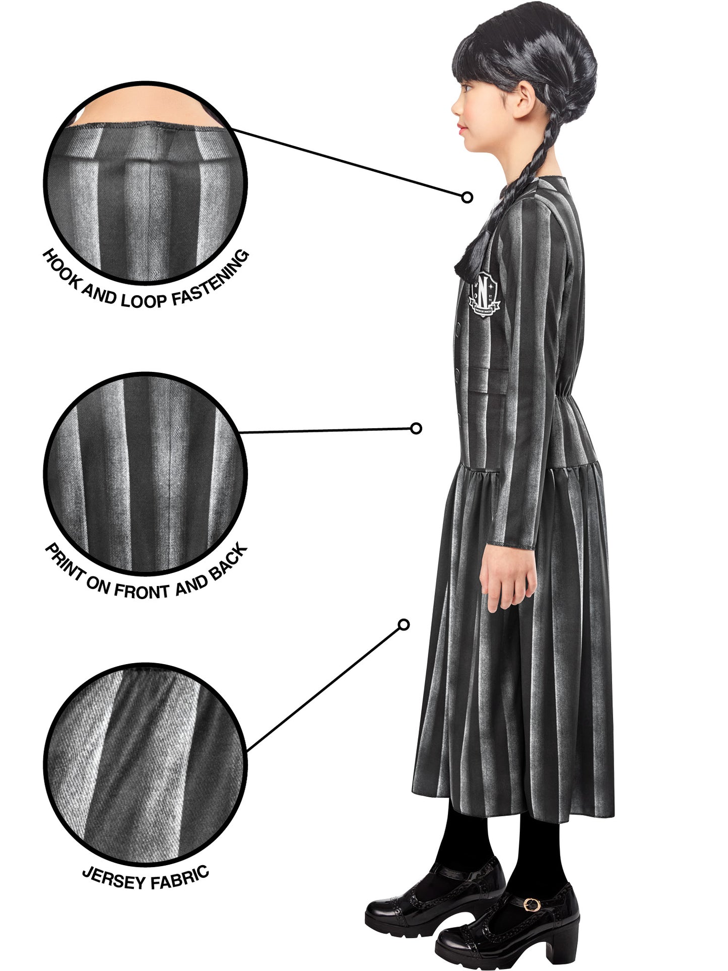 Rubies Wednesday Kinderkostüm für Mädchen – bedrucktes Kleid – Rückansicht
