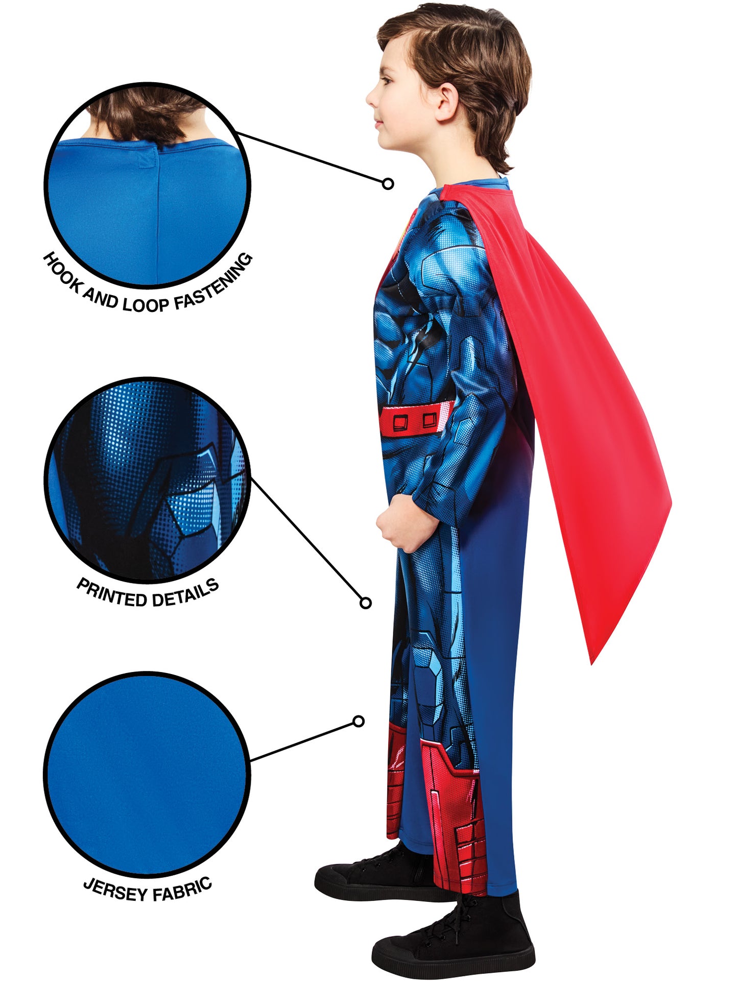 Rubies Superman Kinderkostüm für Jungen mit Overall und Umhang – Rückansicht