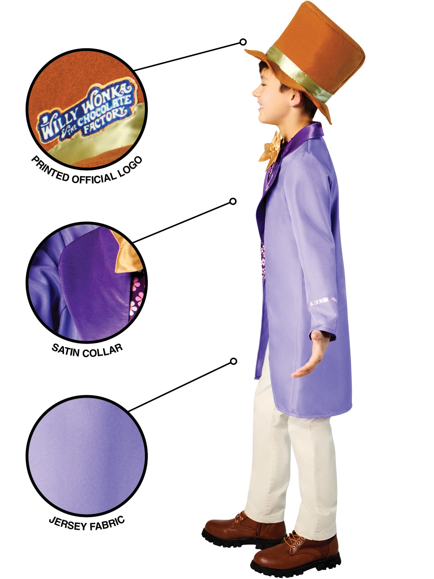 Rubies Willy Wonka Kinderkostüm für Jungen mit Coat und Hut – Rückansicht