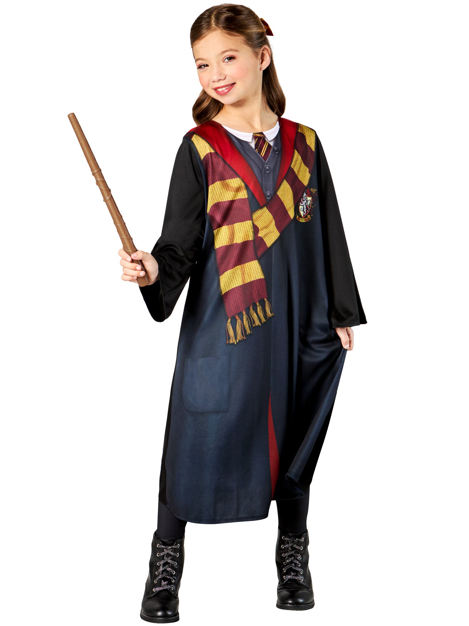 Rubies Hermione Deluxe Kinderkostüm Harry Potter mit Robe, Haarkrawatte und Zauberstab – Produktansicht