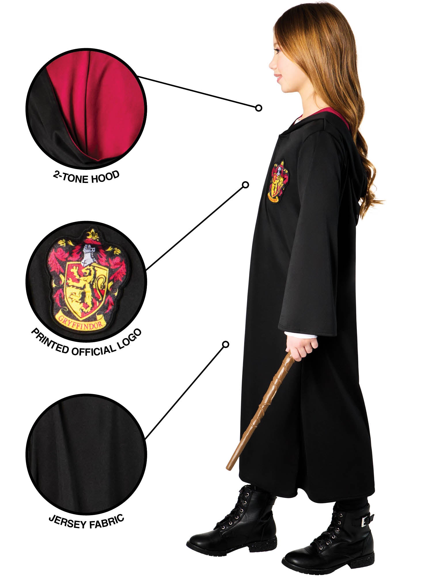 Rubies Hermione Harry Potter Kinderkostüm mit Robe und Zauberstab – Rückansicht