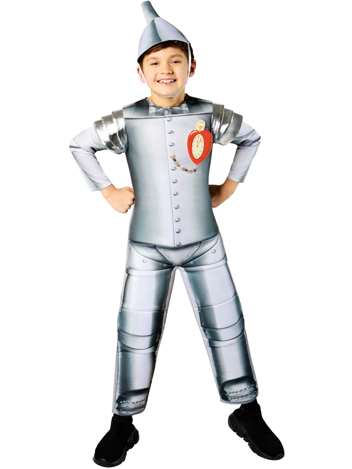 Rubies Tin Man Kinderkostüm aus Wizard of Oz mit Overall, Hut und Brustaufnäher – Produktansicht