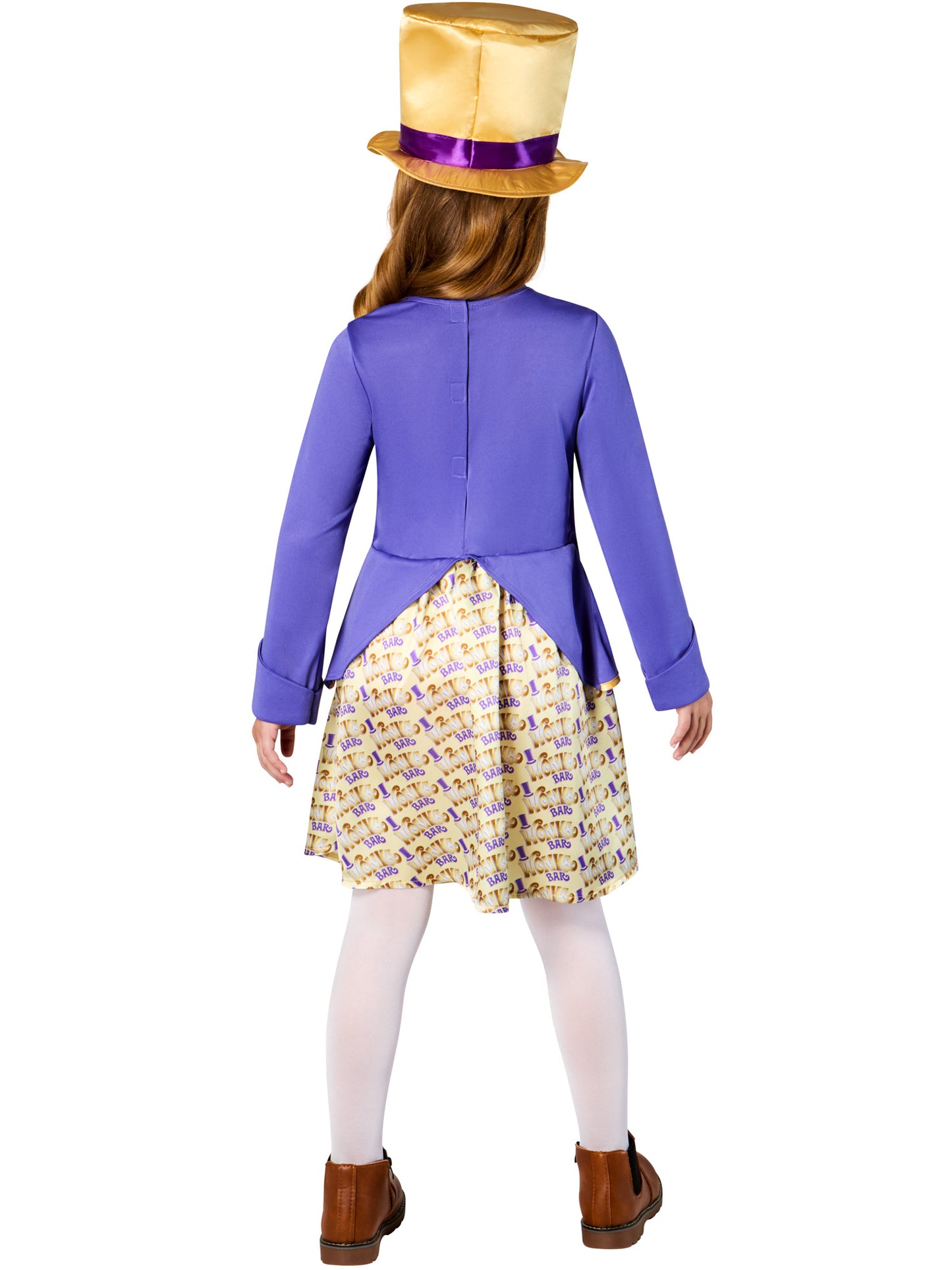 Rubies Willy Wonka Kinderkostüm für Mädchen mit Kleid und Hut – Detailansicht