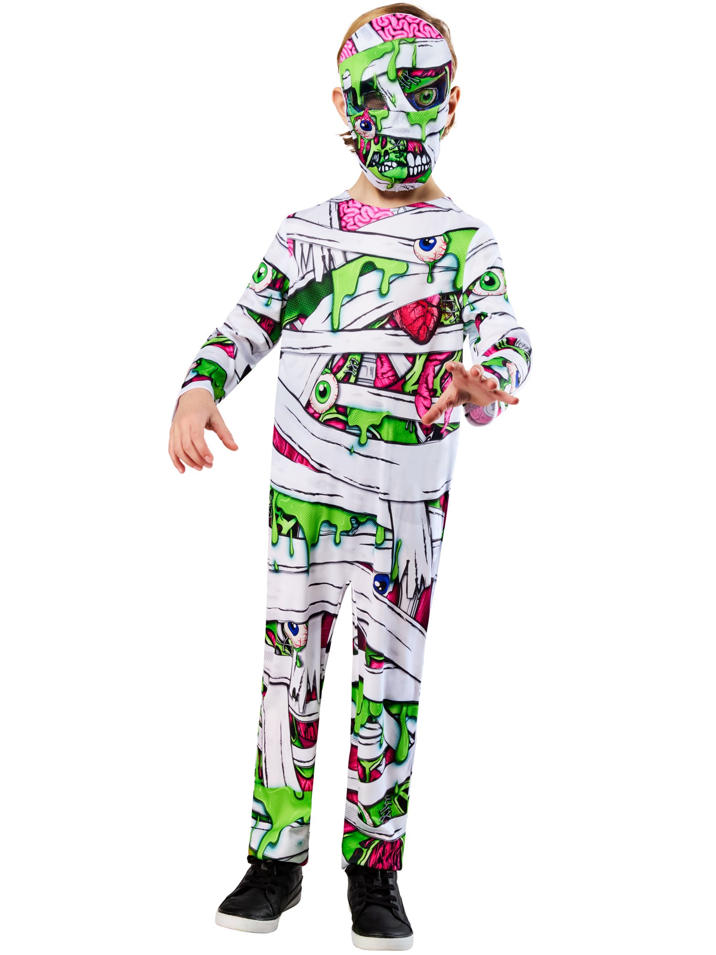 Rubies Pop-Art-Mumienkostüm für Kinder mit Overall und Maske – Produktansicht