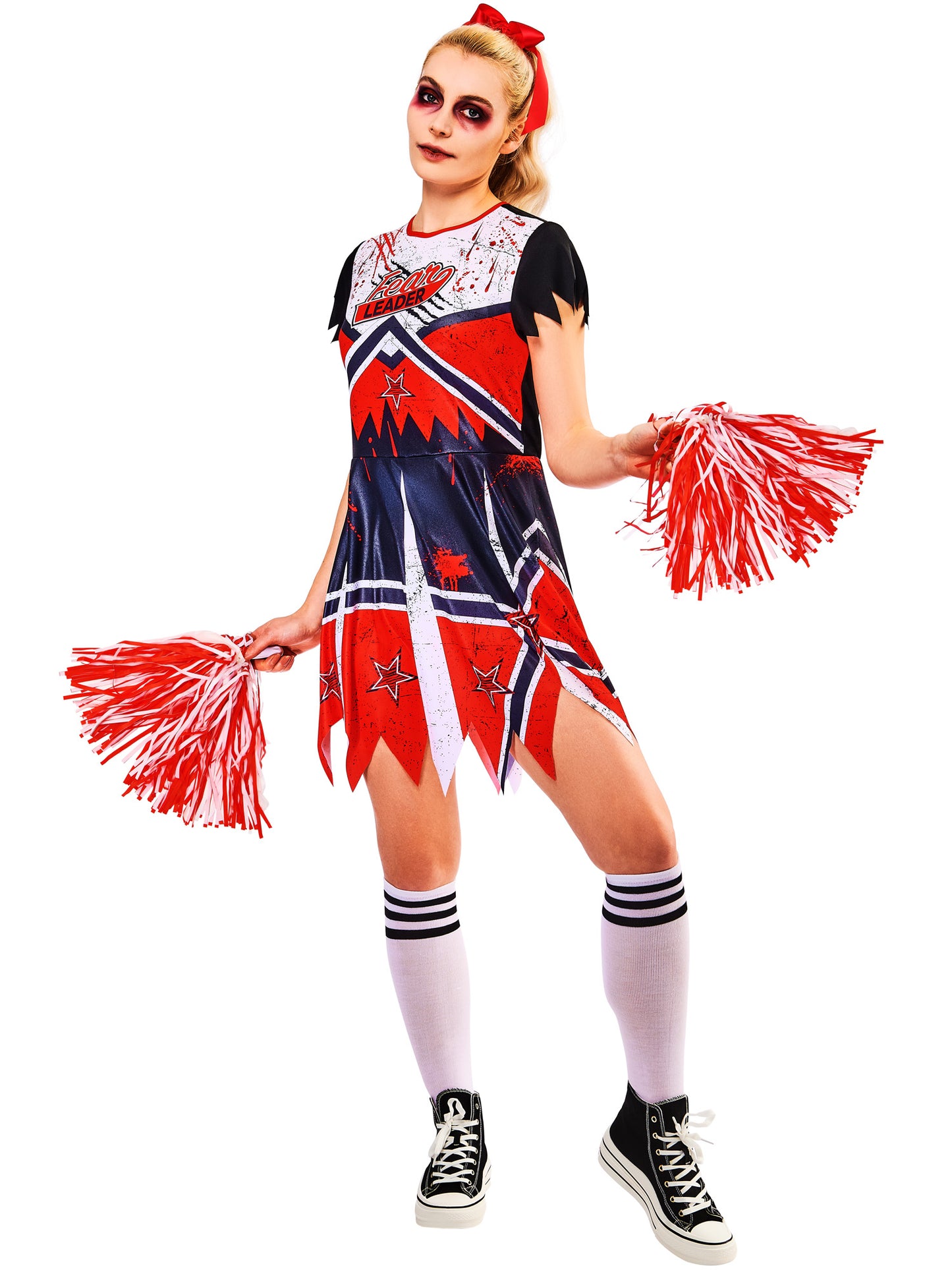 Rubies Zombie-Cheerleader-Kostüm für Damen mit Pom Poms – Produktansicht