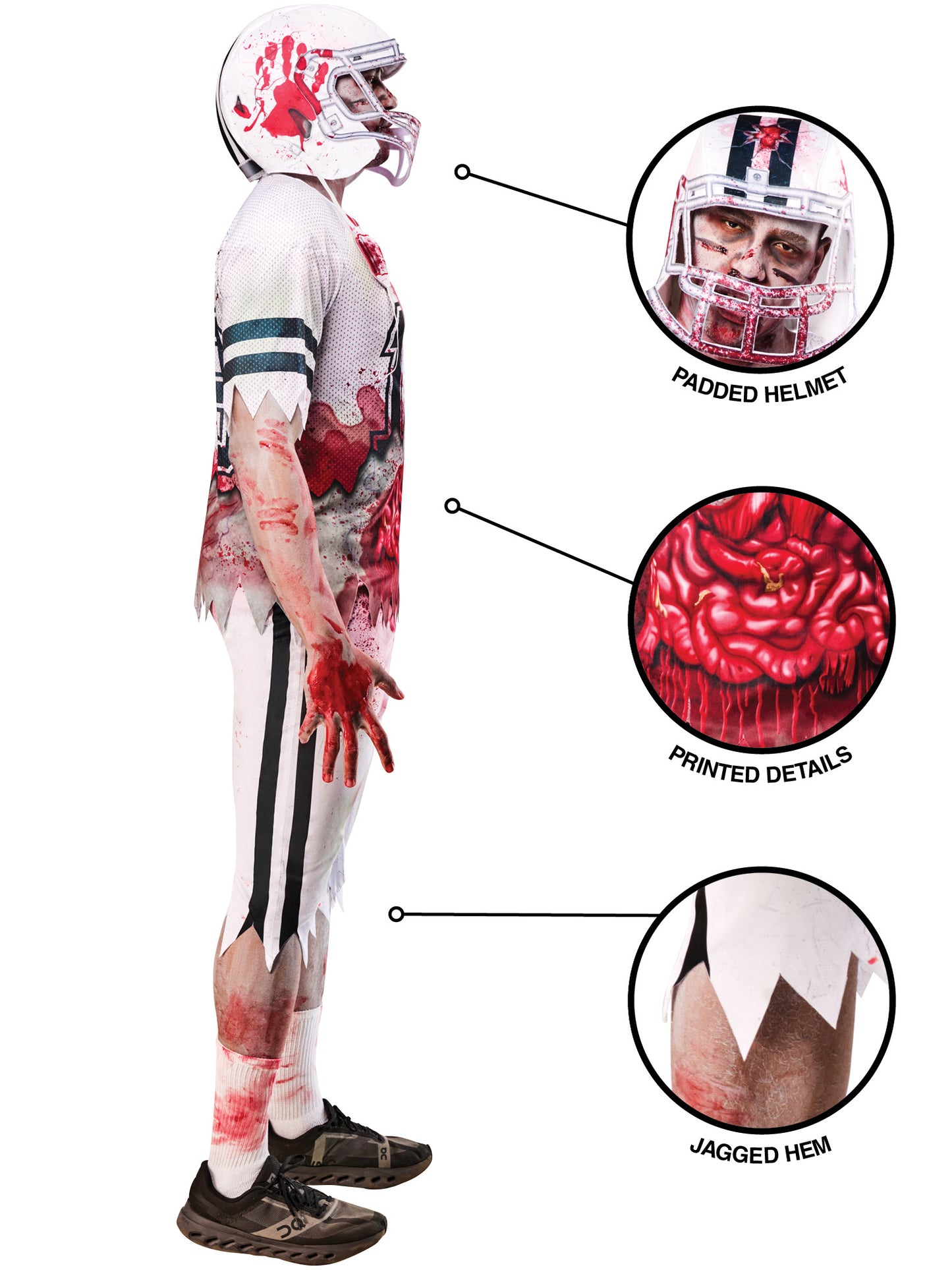 Rubies Zombie-American-Footballer-Kostüm für Herren mit Top, Hose und Helm – Seitenansicht