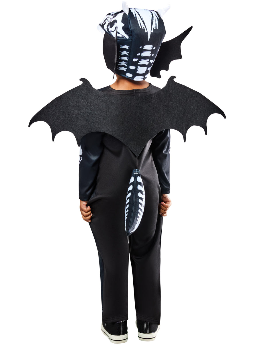 Rubies Skeleton-Dragon-Kinderkostüm mit Overall, Kopfschmuck, Flügeln und Schwanz – Detailansicht