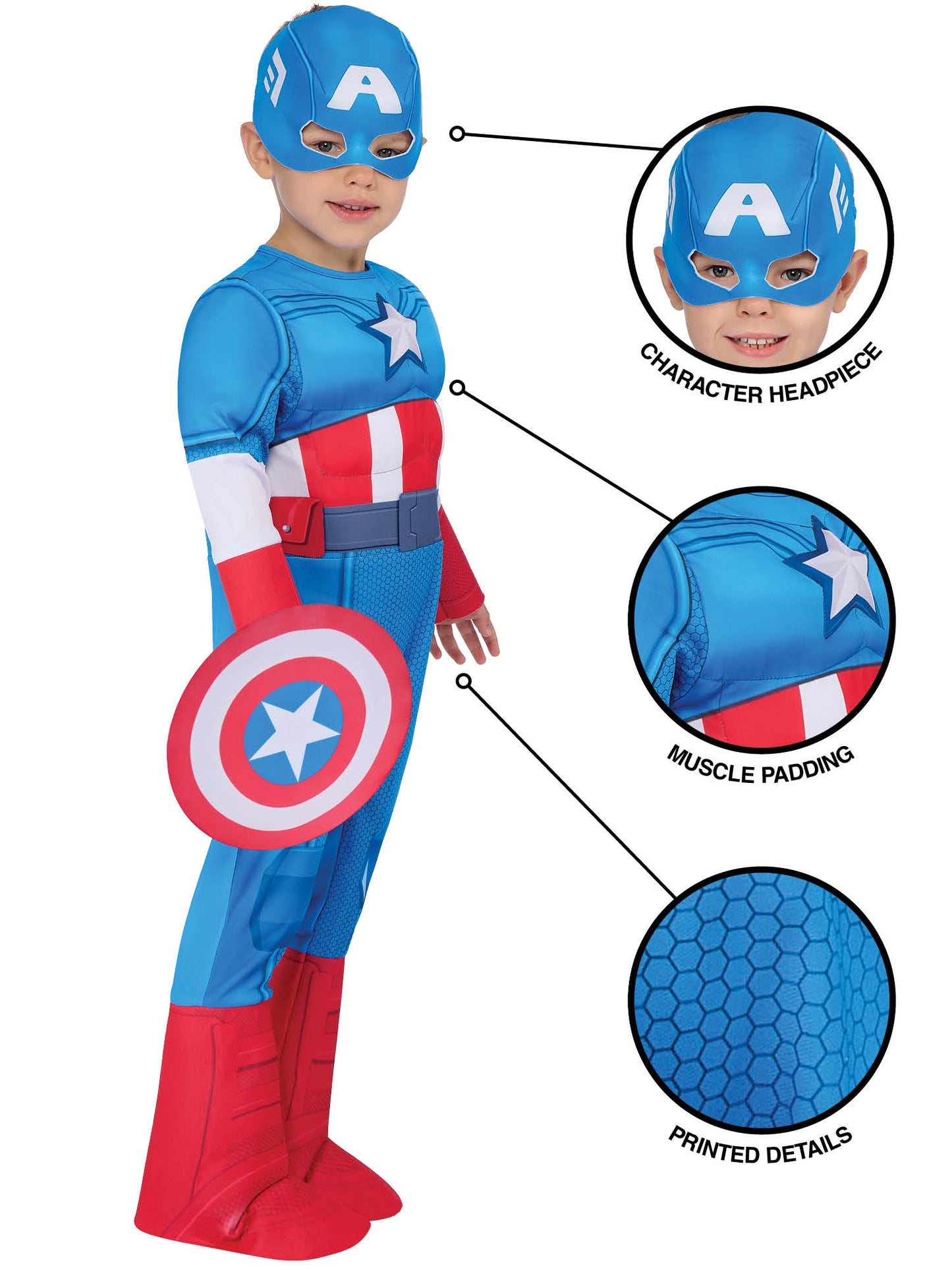 Rubies Captain America Deluxe Kinderkostüm – Seitenansicht