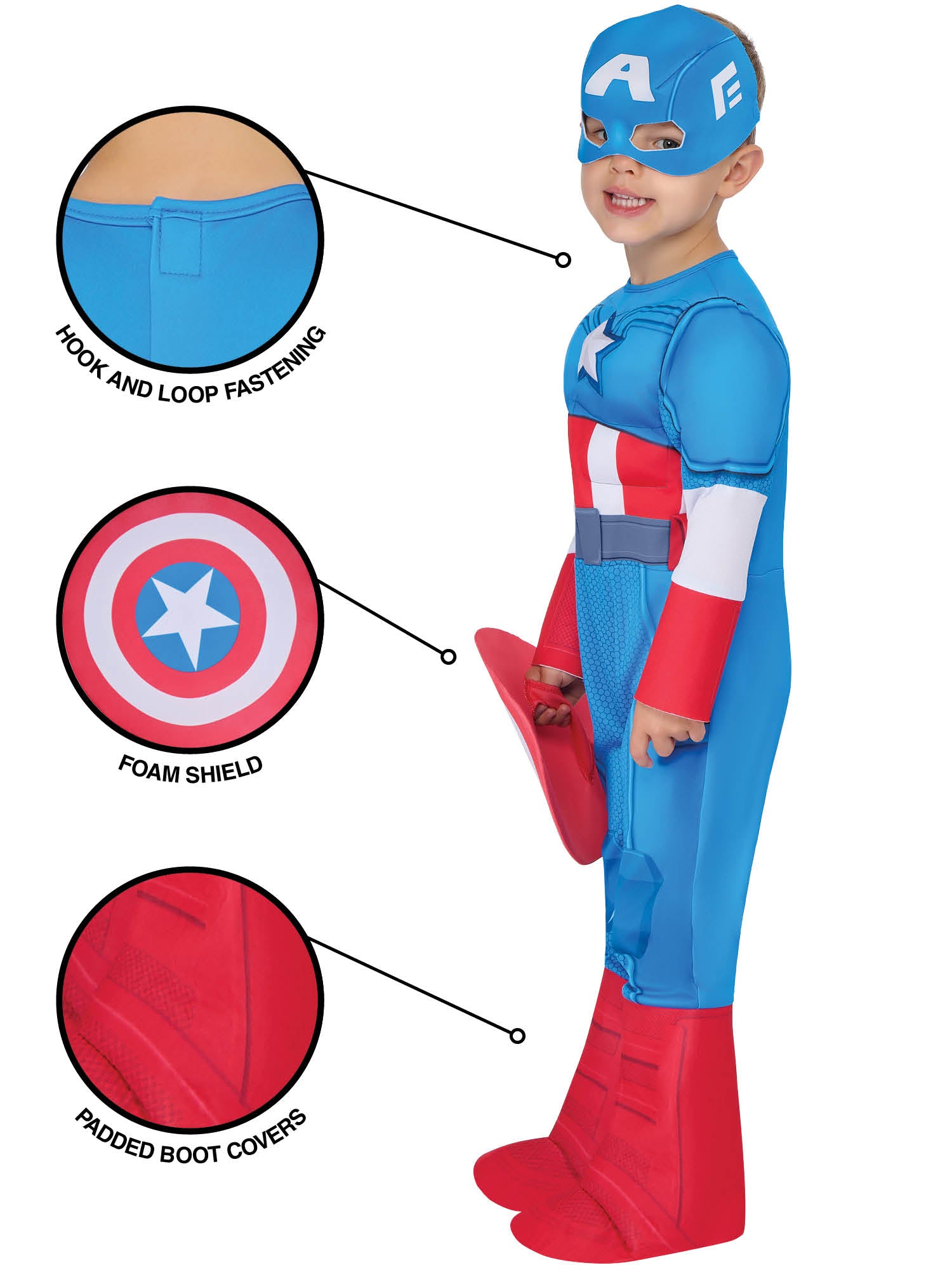 Rubies Captain America Deluxe Kinderkostüm – Rückansicht