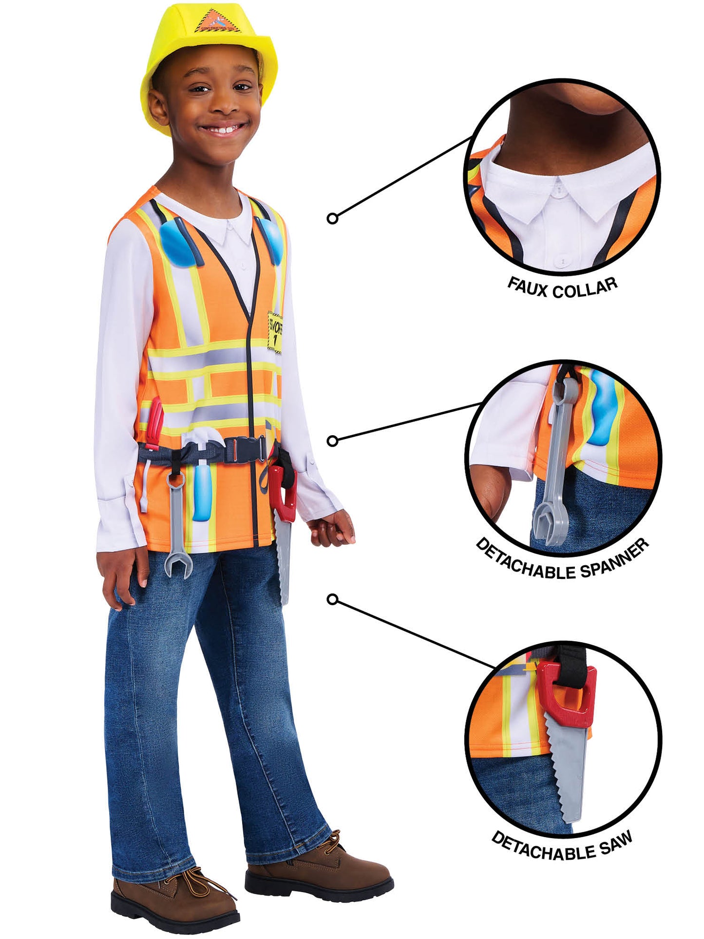 Rubies Construction Worker Kinderkostüm für Jungen – Detailansicht