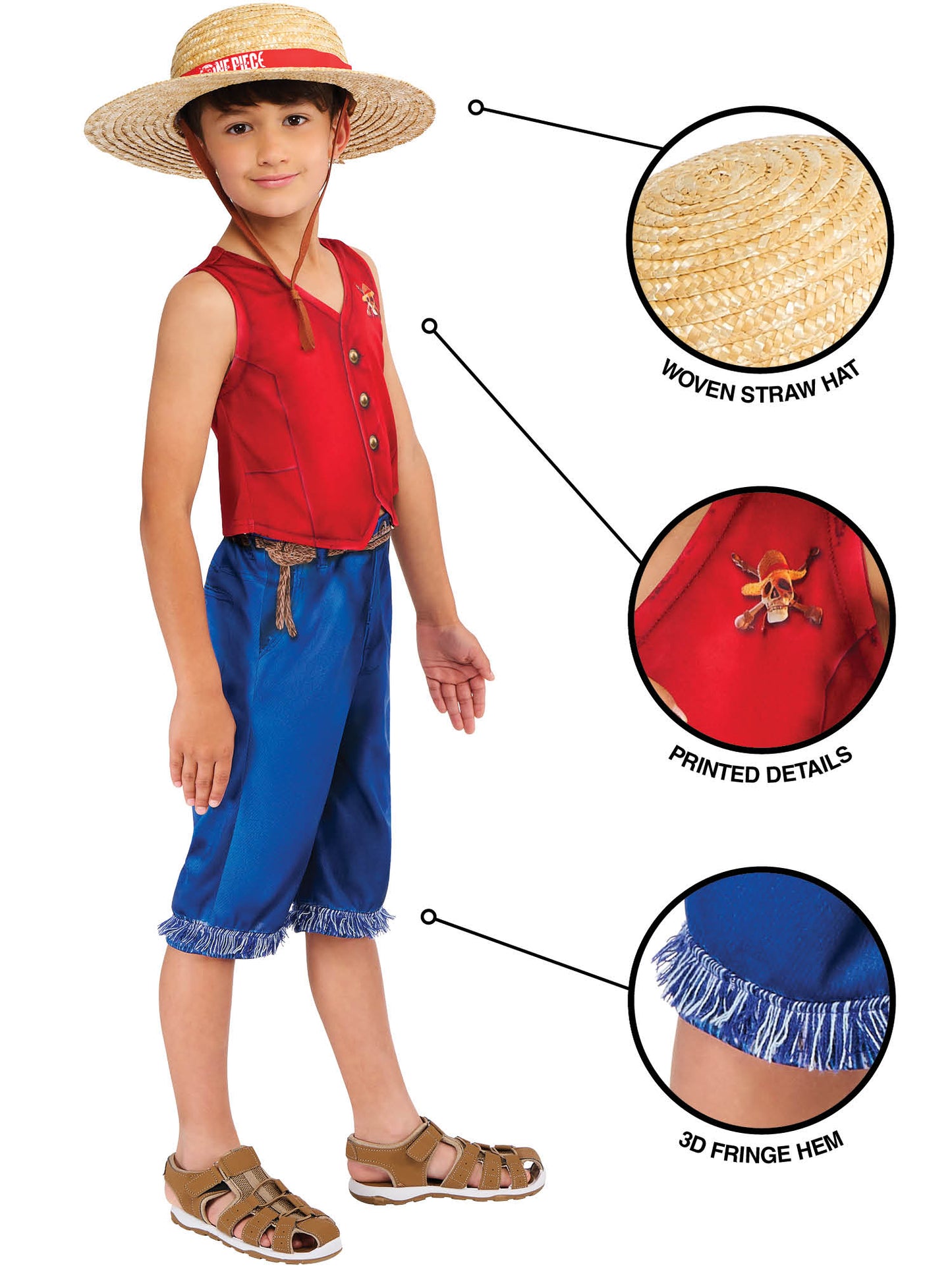 Monkey D. Luffy Kinderkostüm von Rubies in Grösse – Seitenansicht