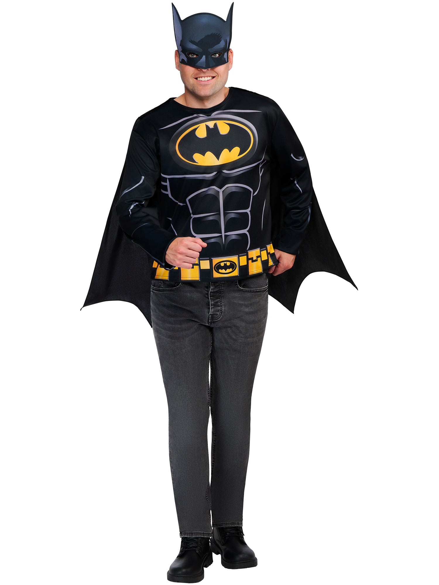 Batman Kostüm für Erwachsene von Rubies mit Top und Halbmaske – Verpackung